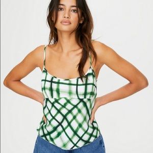 NWT Aritzia x Wilfred Free 90’s Green Divinity Cami Summer Striped Sz L